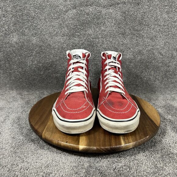VANS SK8-HI Mens Sz 9.5 Women’s Sz 11 Racing Red Suede Skate Athletic Shoes Used main image 12
